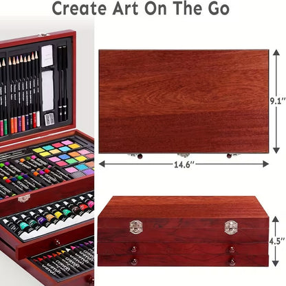 175pcs Deluxe Art Set With 2 Drawing Pads