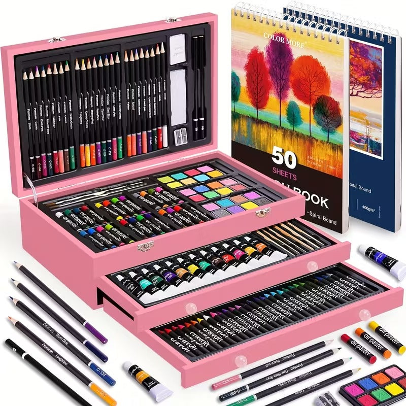 175pcs Deluxe Art Set With 2 Drawing Pads