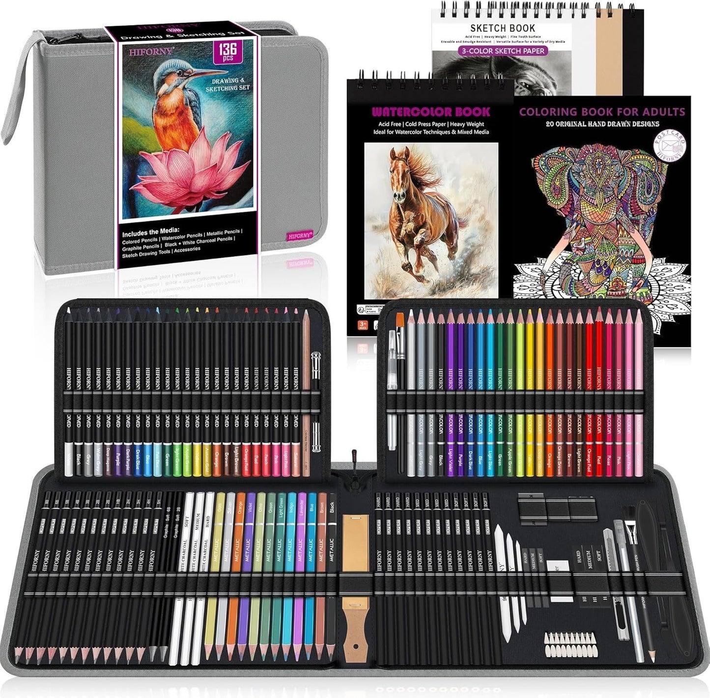 SONAMY 136 PCS Drawing & Sketching Set