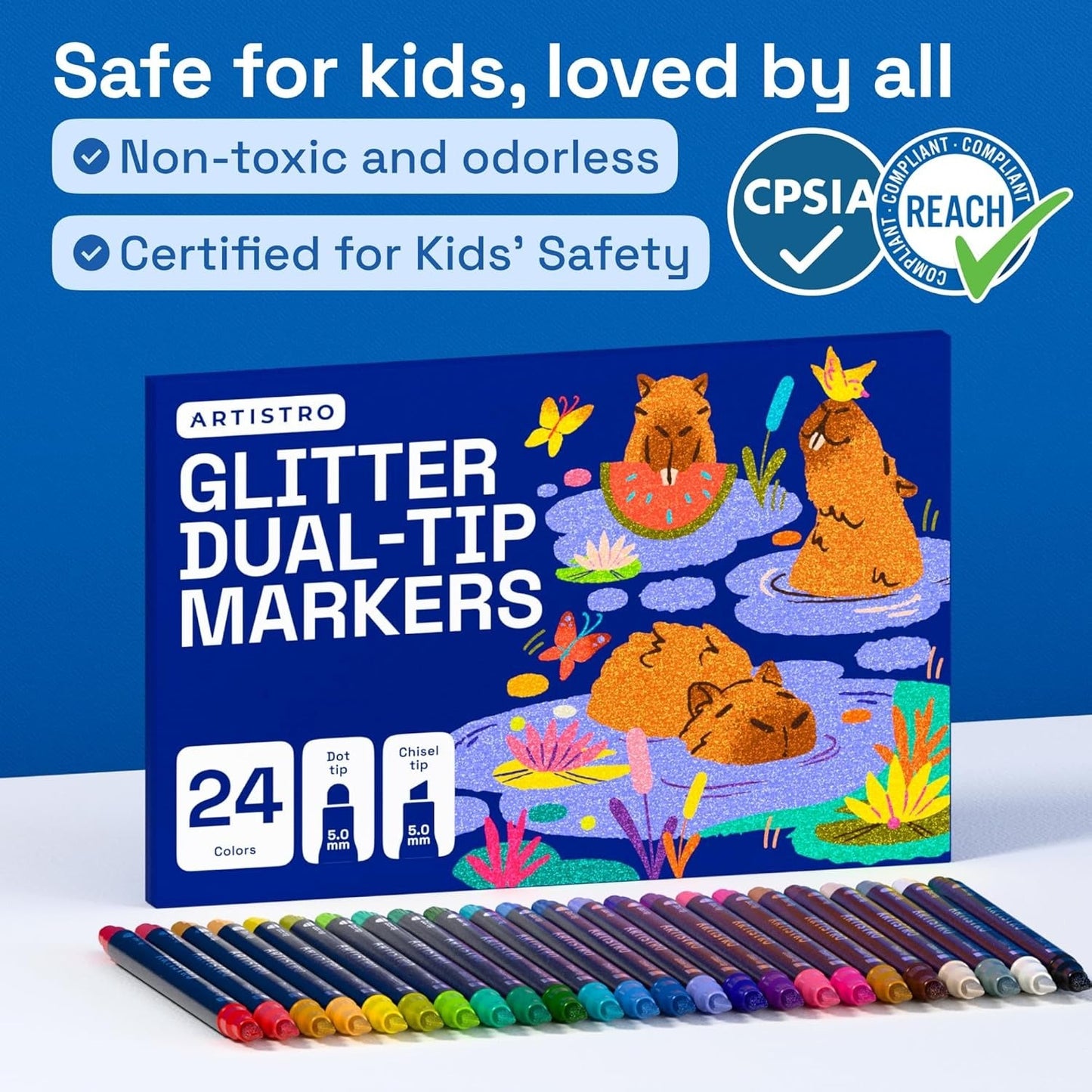 SONAMY 24 Shimmering Glitter Dual-Tip Paint Pens