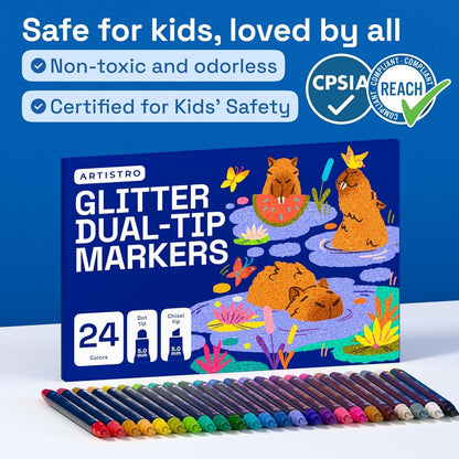 SONAMY 24 Shimmering Glitter Dual-Tip Paint Pens